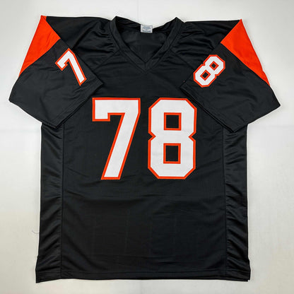Facsimile Autographed Anthony Munoz Cincinnati Black Reprint Laser Auto Football Jersey Size Men's XL