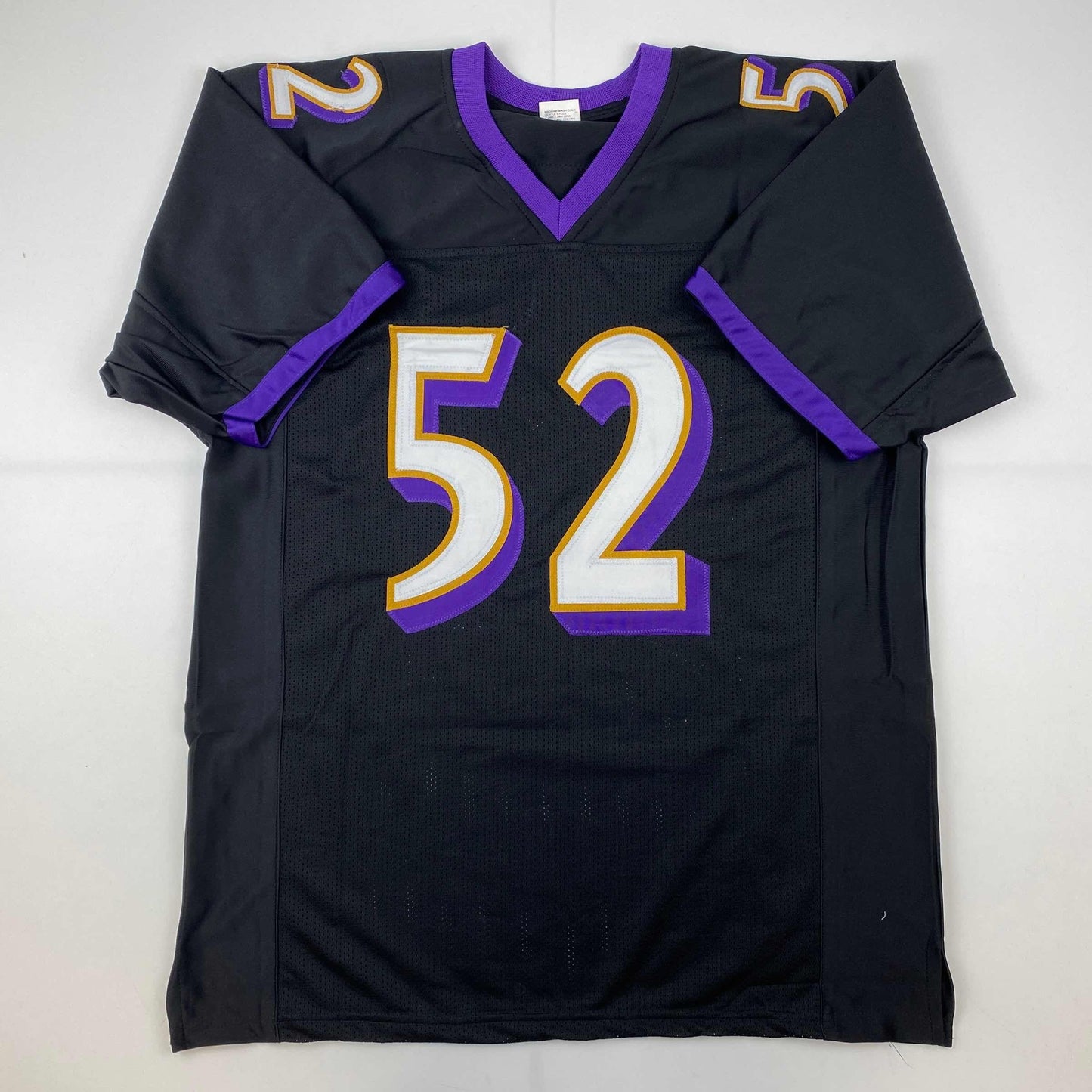 Facsimile Autographed Ray Lewis Baltimore Black Reprint Laser Auto Football Jersey Size Men's XL