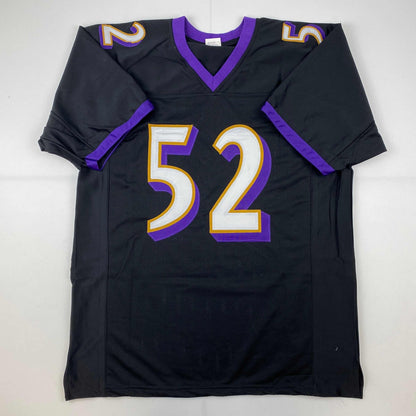 Facsimile Autographed Ray Lewis Baltimore Black Reprint Laser Auto Football Jersey Size Men's XL