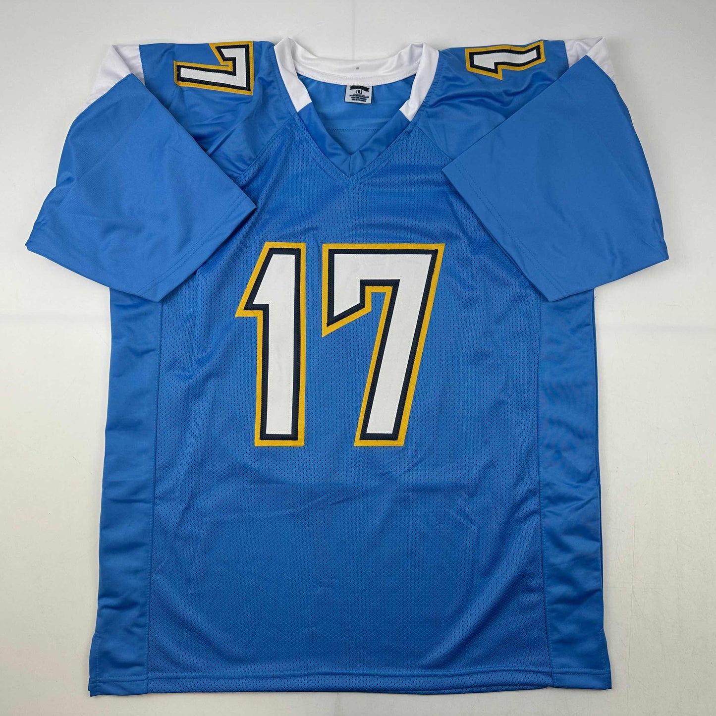 Facsimile Autographed Philip Rivers Los Angeles LA Powder Blue Reprint Laser Auto Football Jersey Size Men's XL