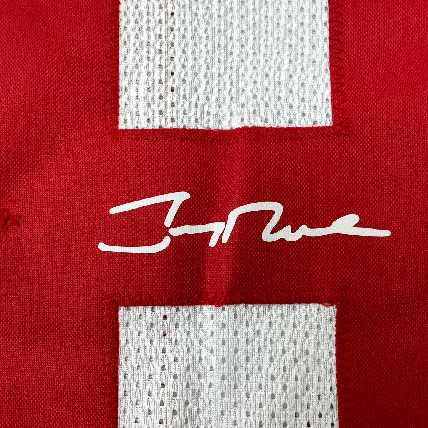 Facsimile Autographed Jerry Rice San Francisco White Reprint Laser Auto Football Jersey Size Men's XL
