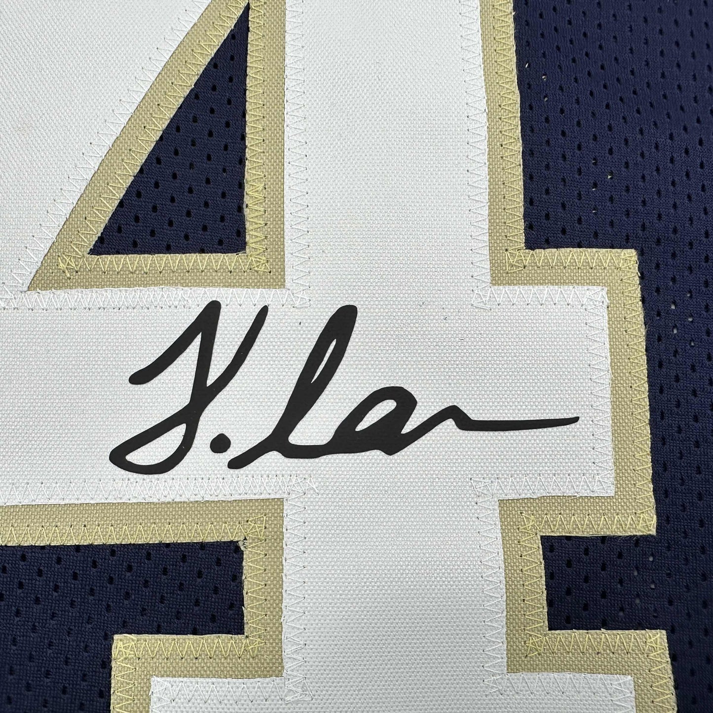 Facsimile Autographed Jeremiyah Love Notre Dame Blue Reprint Laser Auto College Football Jersey Size Men's XL