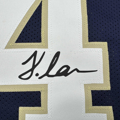 Facsimile Autographed Jeremiyah Love Notre Dame Blue Reprint Laser Auto College Football Jersey Size Men's XL
