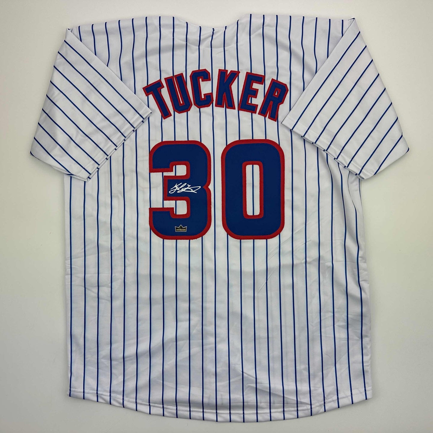 Facsimile Autographed Kyle Tucker Chicago Pinstripe Reprint Laser Auto Baseball Jersey Size Men's XL