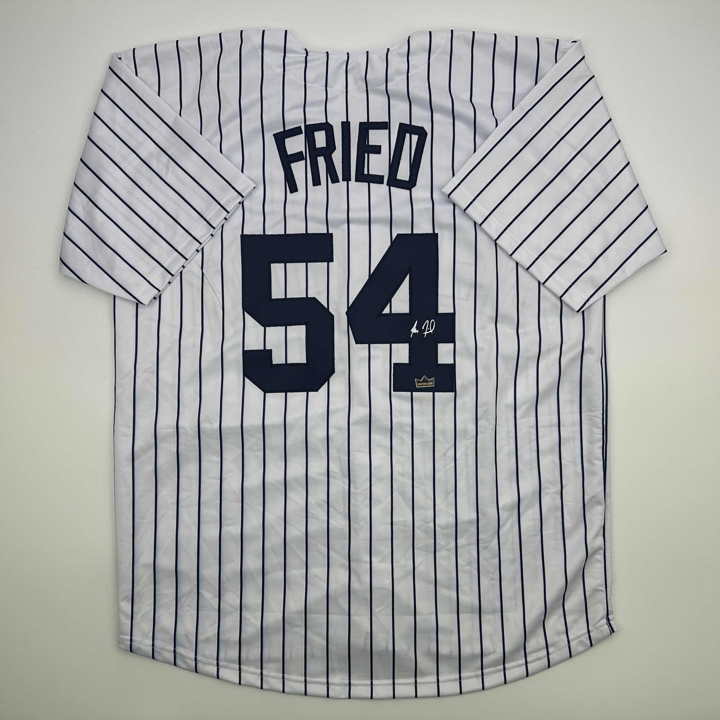 Facsimile Autographed Max Fried New York Pinstripe Reprint Laser Auto Baseball Jersey Size Men's XL