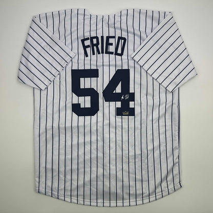 Facsimile Autographed Max Fried New York Pinstripe Reprint Laser Auto Baseball Jersey Size Men's XL
