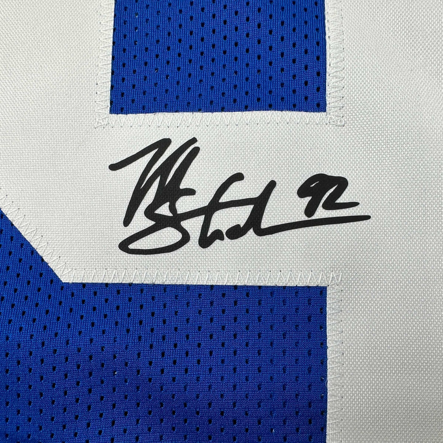 Facsimile Autographed Michael Strahan New York Blue Reprint Laser Auto Football Jersey Size Men's XL