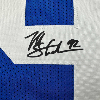 Facsimile Autographed Michael Strahan New York Blue Reprint Laser Auto Football Jersey Size Men's XL