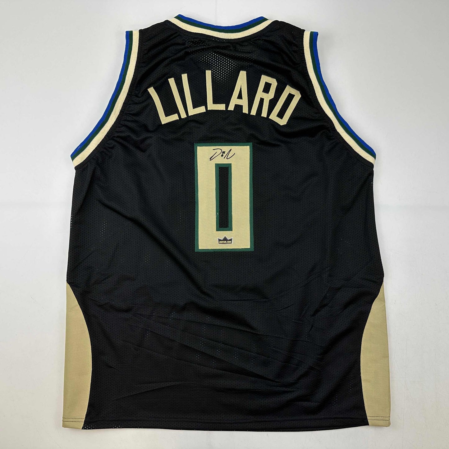 Facsimile Autographed Damian Lillard Milwaukee Black Reprint Laser Auto Basketball Jersey Size Men's XL