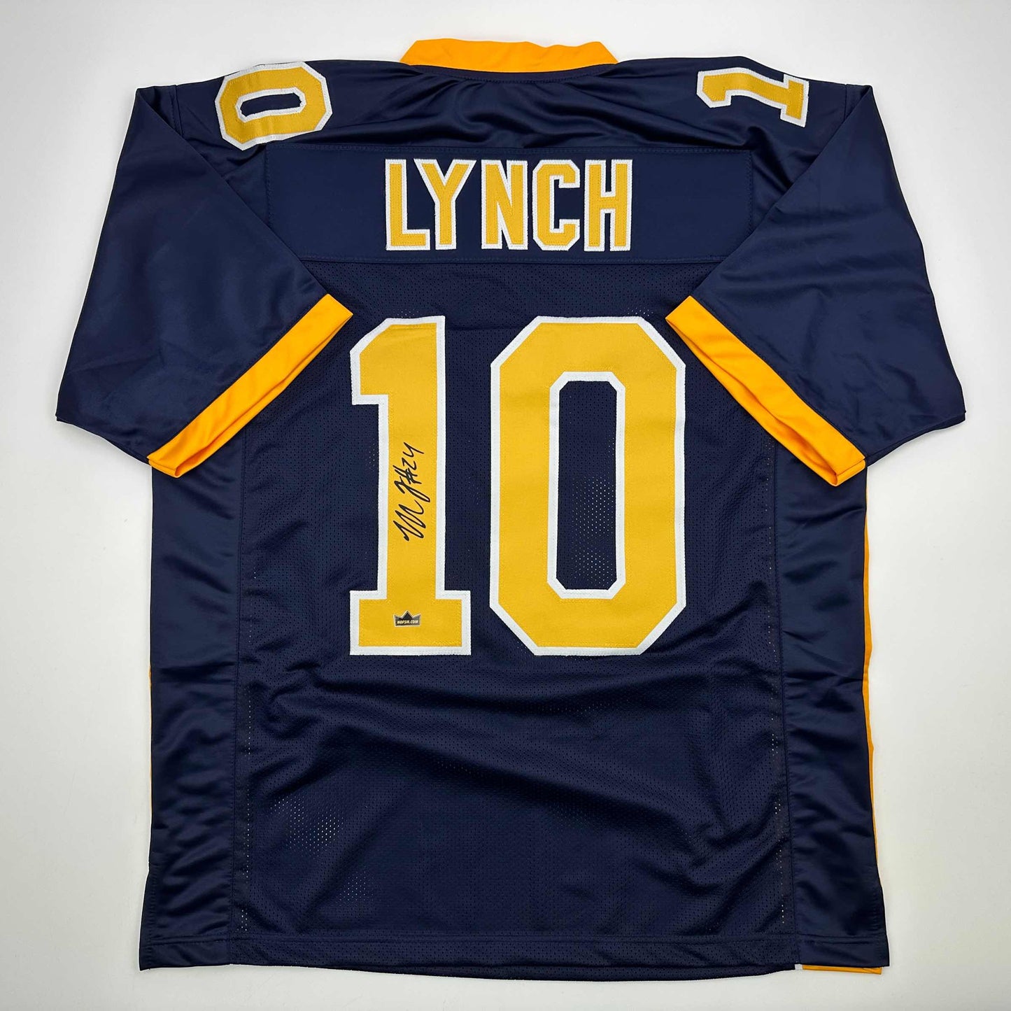 Facsimile Autographed Marshawn Lynch Cal California Blue Reprint Laser Auto College Football Jersey Size Men's XL