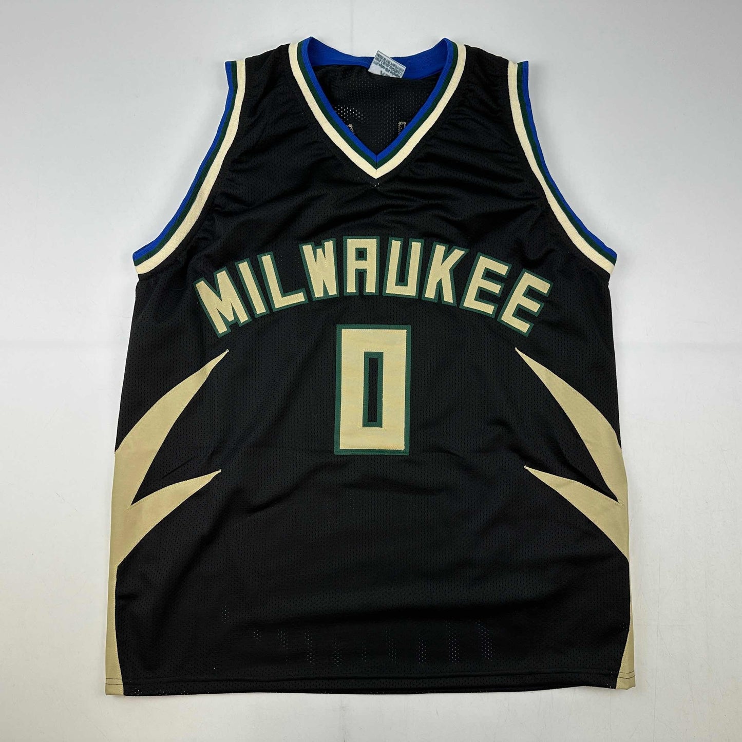 Facsimile Autographed Damian Lillard Milwaukee Black Reprint Laser Auto Basketball Jersey Size Men's XL