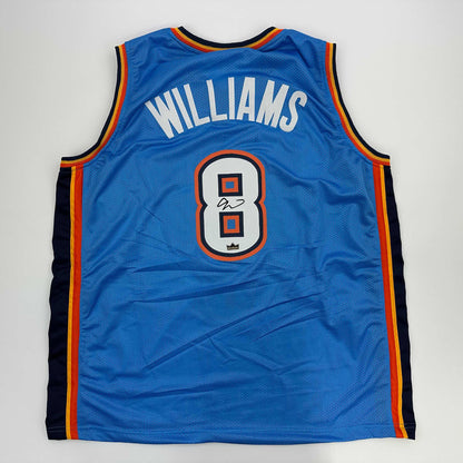 Facsimile Autographed Jalen Williams Oklahoma City Blue Reprint Laser Auto Basketball Jersey Size Men's XL