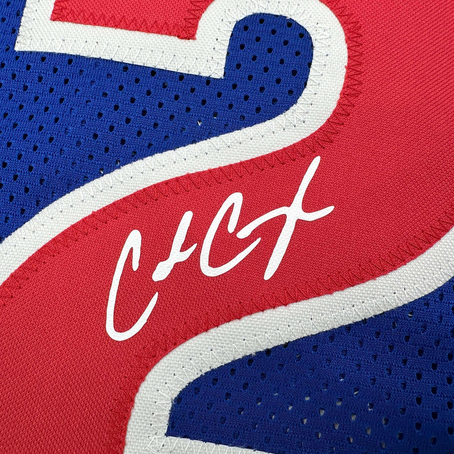 Facsimile Autographed Cade Cunningham Detroit Blue Reprint Laser Auto Basketball Jersey Size Men's XL