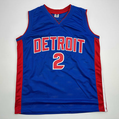 Facsimile Autographed Cade Cunningham Detroit Blue Reprint Laser Auto Basketball Jersey Size Men's XL