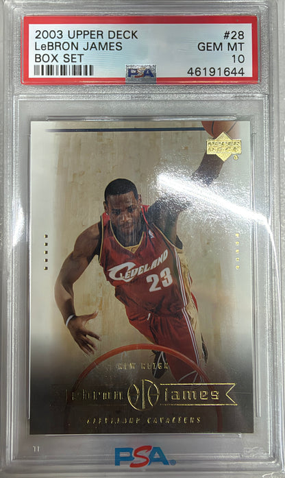 Graded 2003-04 Upper Deck LeBron James #28 Box Set Rookie RC Basketball Card PSA 10 Gem Mint