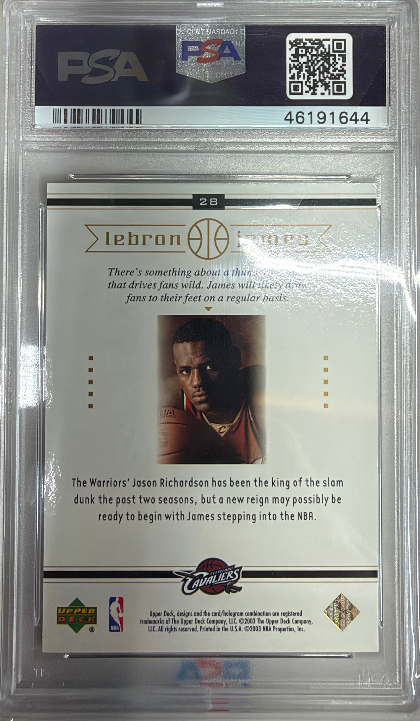Graded 2003-04 Upper Deck LeBron James #28 Box Set Rookie RC Basketball Card PSA 10 Gem Mint