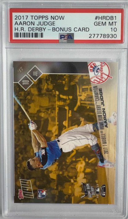Graded 2017 Topps Now Aaron Judge #HRDB1 Home Run Derby Bonus Card Rookie RC Baseball Card PSA 10 Gem Mint
