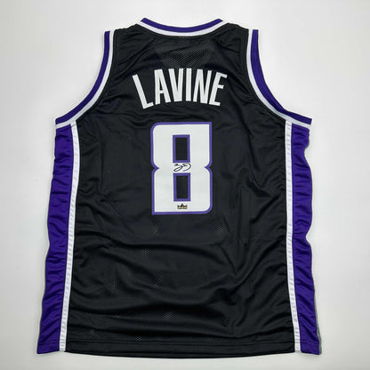 Facsimile Autographed Zach LaVine Sacramento Black Reprint Laser Auto Basketball Jersey Size Men's XL