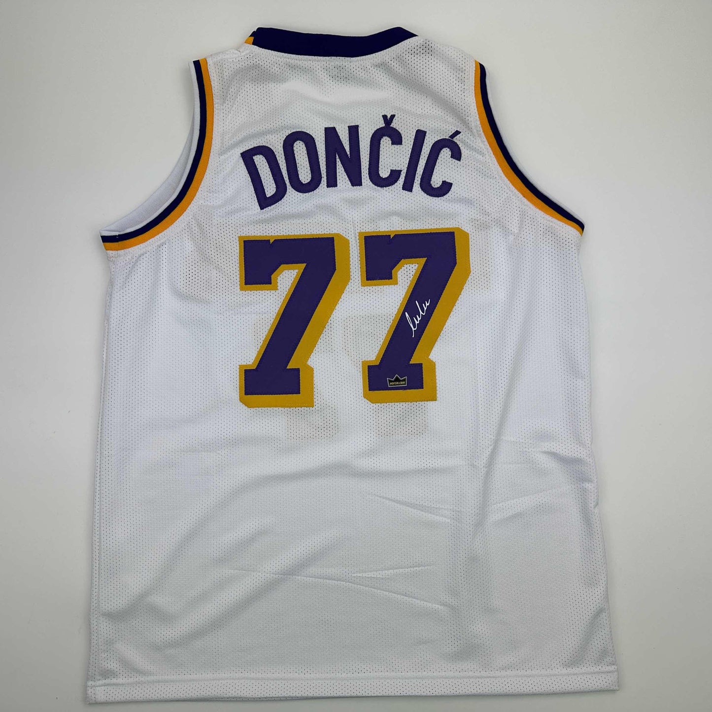 Facsimile Autographed Luka Doncic Los Angeles LA White Reprint Laser Auto Basketball Jersey Size Men's XL