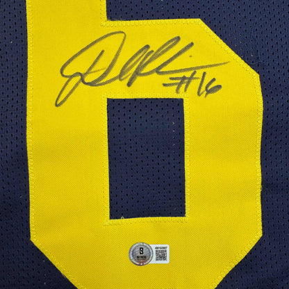 Autographed/Signed Denard Robinson Michigan Blue College Football Jersey Beckett BAS COA