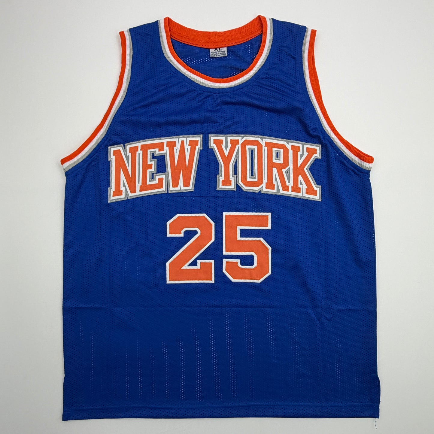 Facsimile Autographed Mikal Bridges New York Blue Reprint Laser Auto Basketball Jersey Size Men's XL