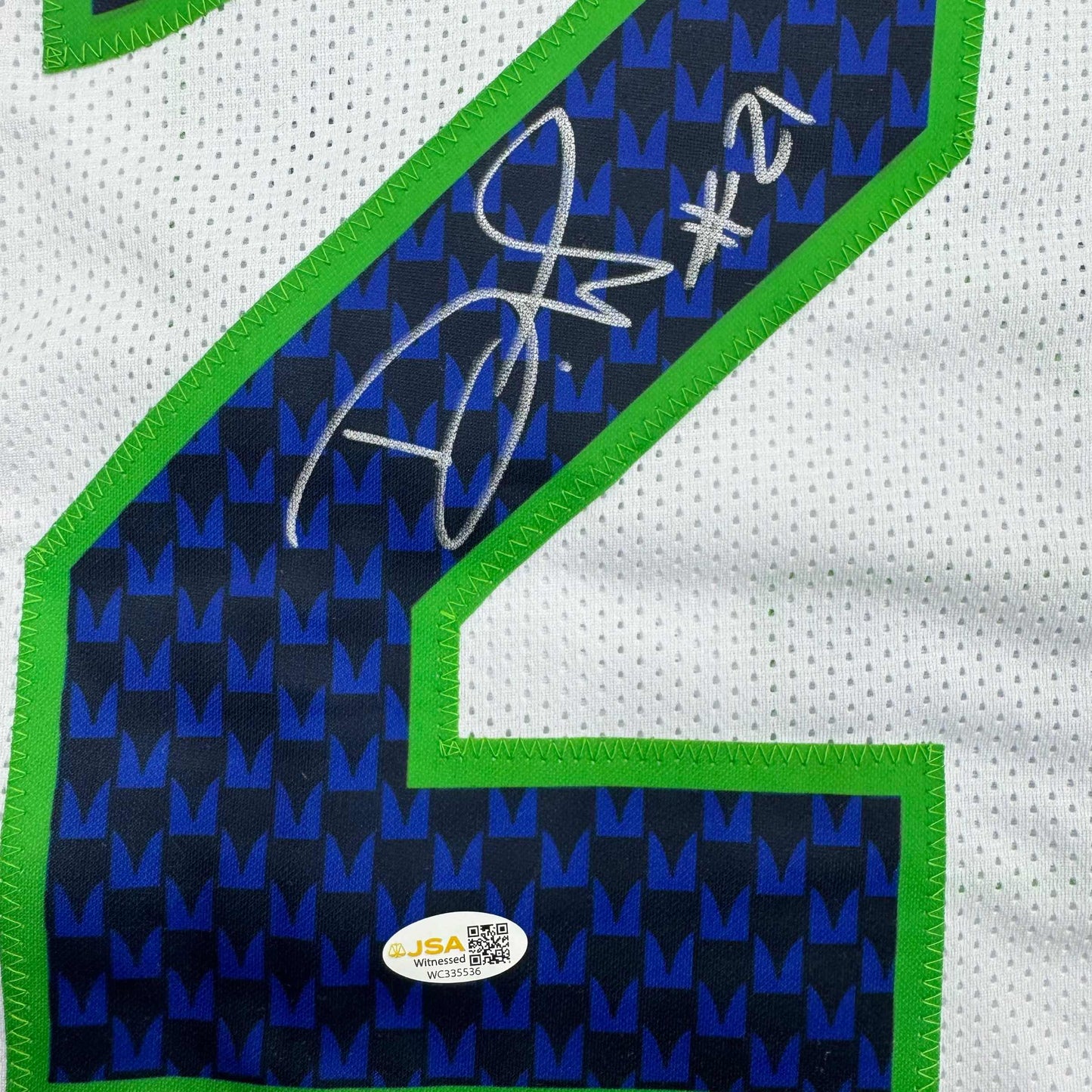 Autographed/Signed Devon Witherspoon Seattle White Football Jersey JSA COA