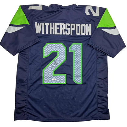 Autographed/Signed Devon Witherspoon Seattle Blue Football Jersey JSA COA