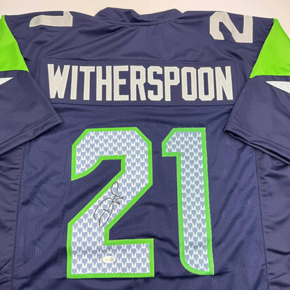 Autographed/Signed Devon Witherspoon Seattle Blue Football Jersey JSA COA