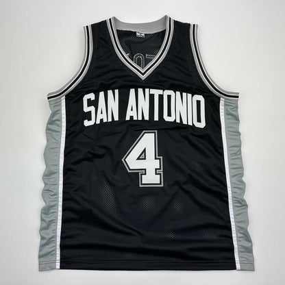 Facsimile Autographed De'Aaron Fox San Antonio Black Reprint Laser Auto Basketball Jersey Size Men's XL
