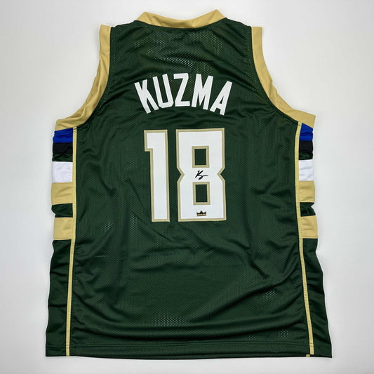 Facsimile Autographed Kyle Kuzma Milwaukee Green Reprint Laser Auto Basketball Jersey Size Men's XL