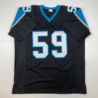 Facsimile Autographed Luke Kuechly Carolina Black Reprint Laser Auto Football Jersey Size Men's XL