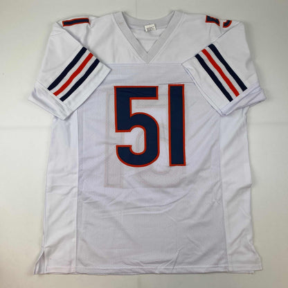 Facsimile Autographed Dick Butkus Chicago White Reprint Laser Auto Football Jersey Size Men's XL
