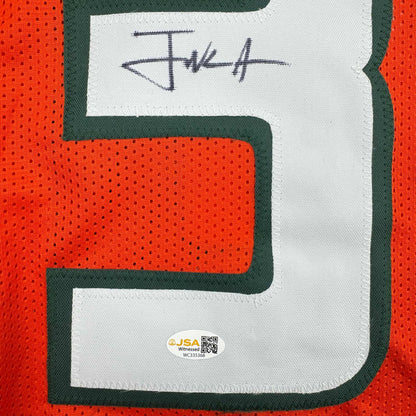 Autographed/Signed Frank Gore Miami Orange Football Jersey JSA COA