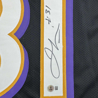 Autographed/Signed Jamal Lewis Baltimore Black Football Jersey Beckett BAS COA