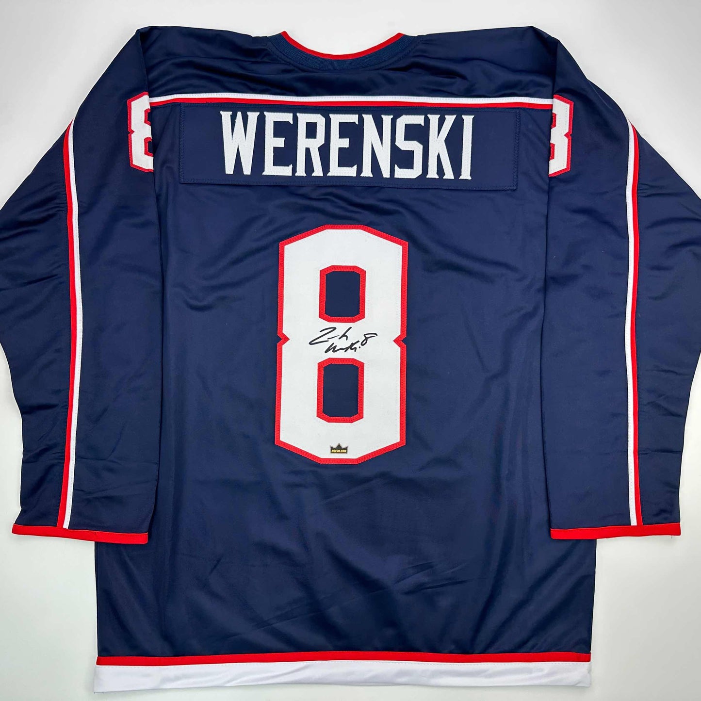 Facsimile Autographed Zach Werenski Columbus Blue Reprint Laser Auto Hockey Jersey Size Men's XL