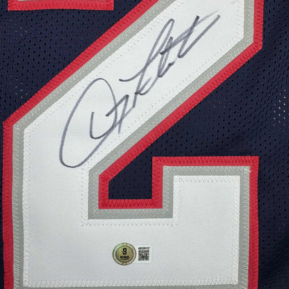 Autographed/Signed Doug Flutie New England Blue Football Jersey Beckett BAS COA