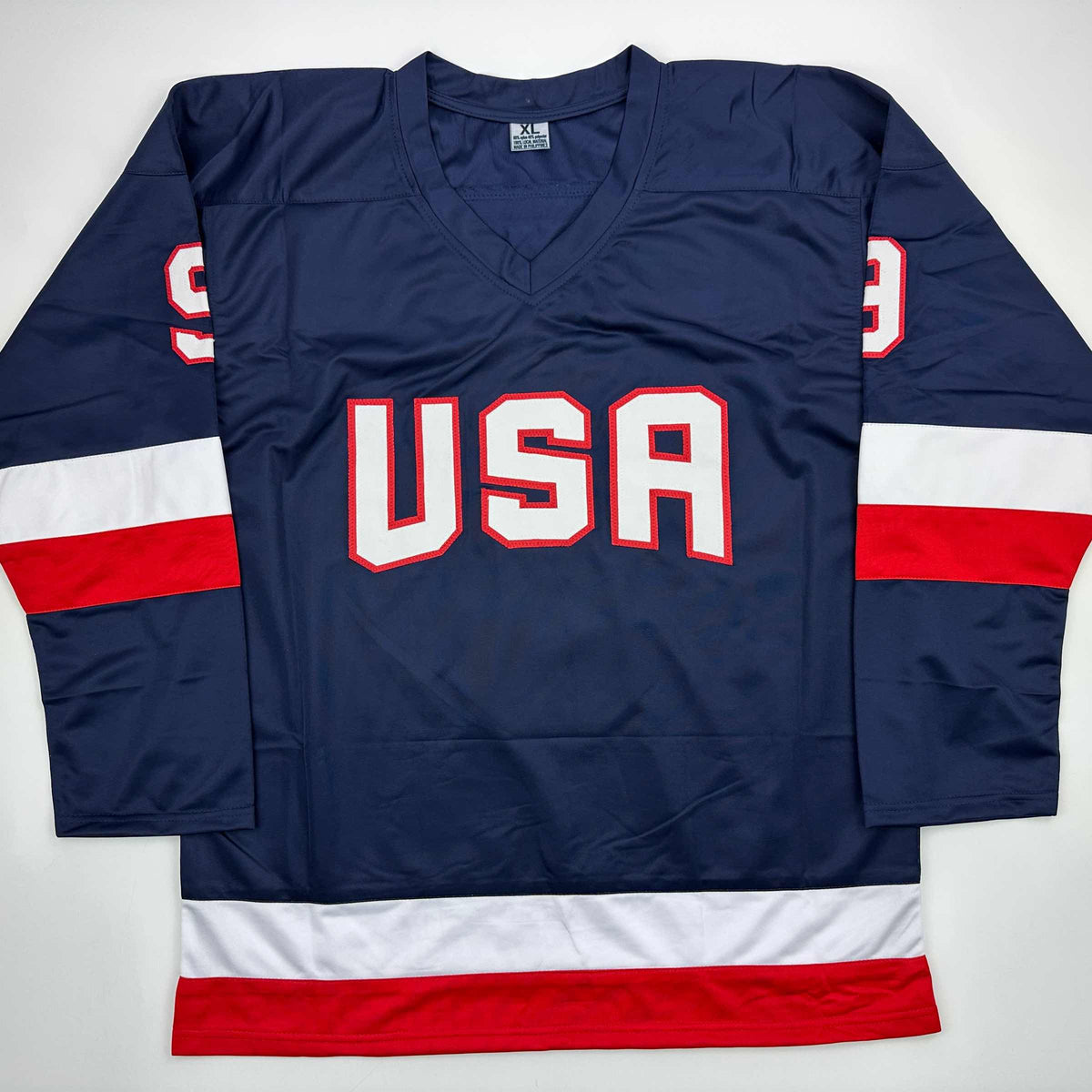 Facsimile Autographed Jack Eichel United States USA Blue 2025 4 Nations Face-Off Reprint Laser Auto Hockey Jersey Size Men's XL