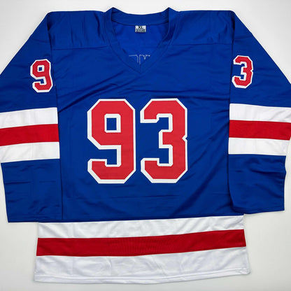 Facsimile Autographed Mika Zibanejad New York Blue Reprint Laser Auto Hockey Jersey Size Men's XL