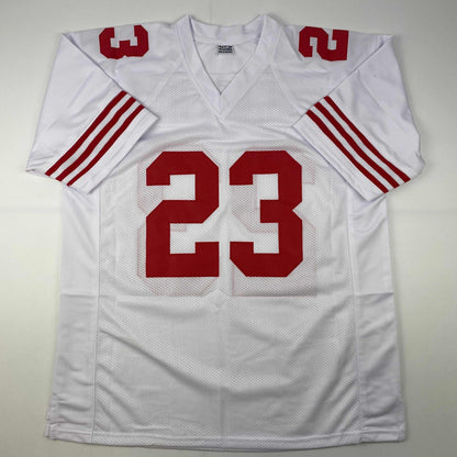 Facsimile Autographed Christian McCaffrey San Francisco White Reprint Laser Auto Football Jersey Size Men's XL