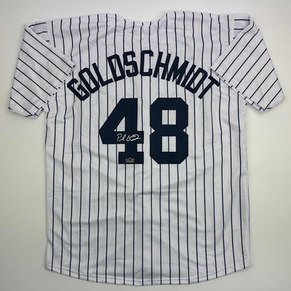 Facsimile Autographed Paul Goldschmidt New York Pinstripe Reprint Laser Auto Baseball Jersey Size Men's XL