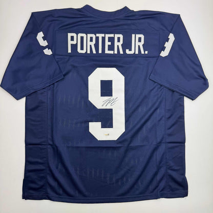 Autographed/Signed Joey Porter Jr. Penn State Blue College Football Jersey Beckett BAS COA
