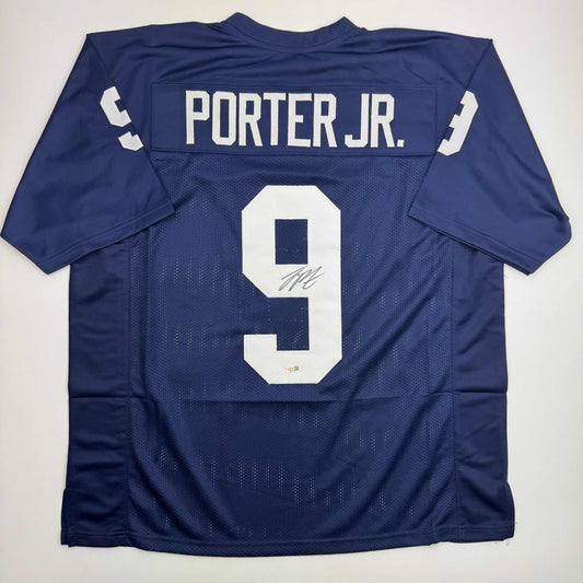 Autographed/Signed Joey Porter Jr. Penn State Blue College Football Jersey Beckett BAS COA