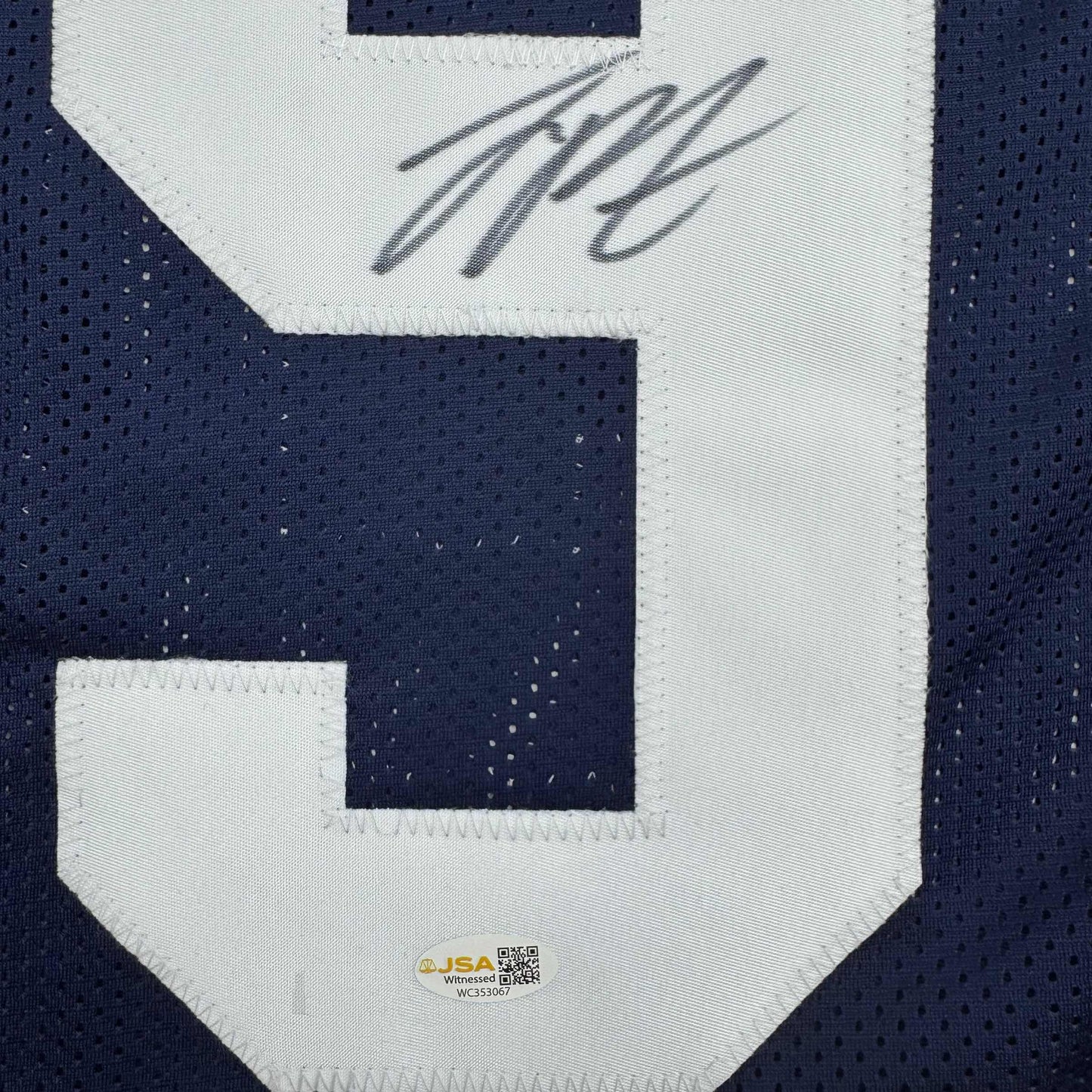 Autographed/Signed Joey Porter Jr. Penn State Blue College Football Jersey Beckett BAS COA