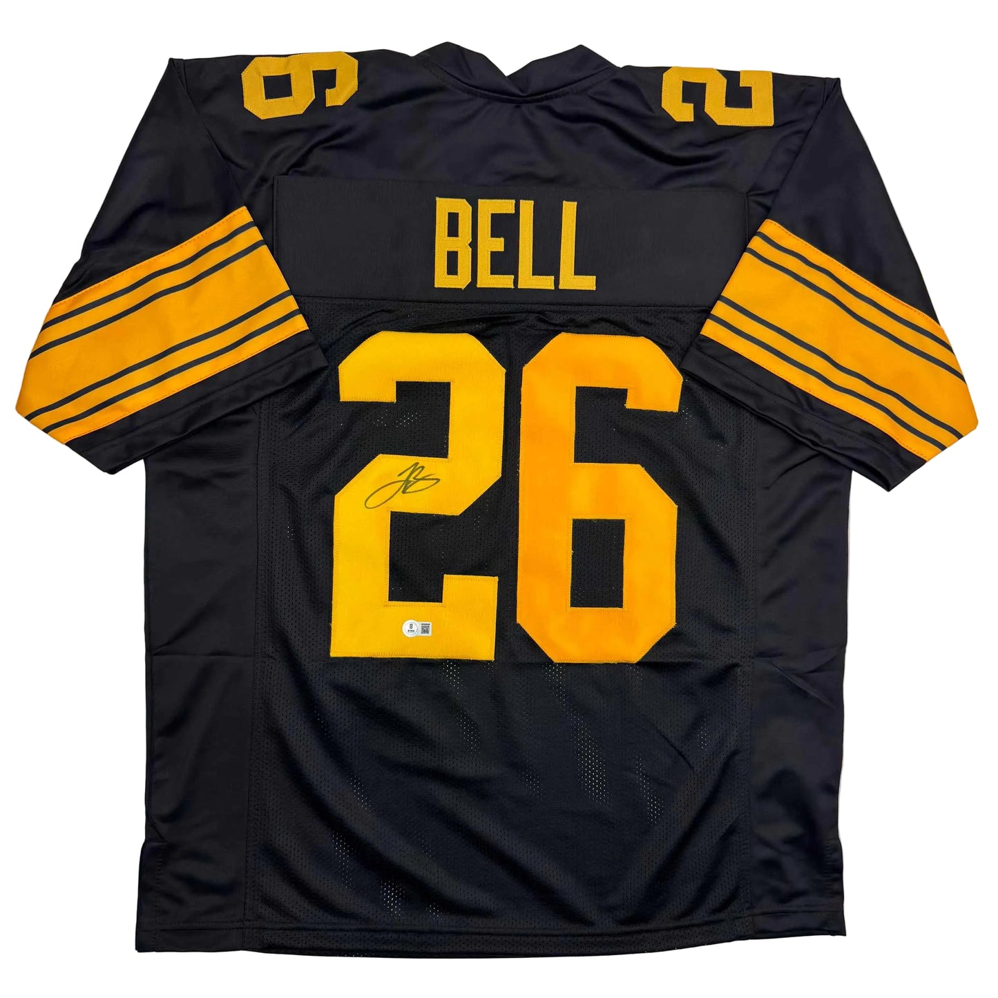 Autographed/Signed Le'Veon LeVeon Bell Pittsburgh Black Color Rush Football Jersey JSA COA