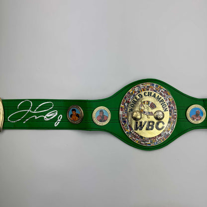 Autographed/Signed Floyd Mayweather Jr. WBC Green Boxing Replica Championship Belt JSA COA
