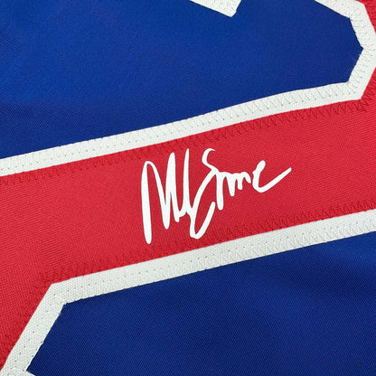 Facsimile Autographed Mike Eruzione United States USA Blue 1980 Miracle on Ice Reprint Laser Auto Hockey Jersey Size Men's XL