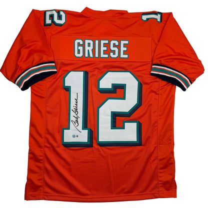 Autographed/Signed Bob Griese Miami Orange Football Jersey JSA COA