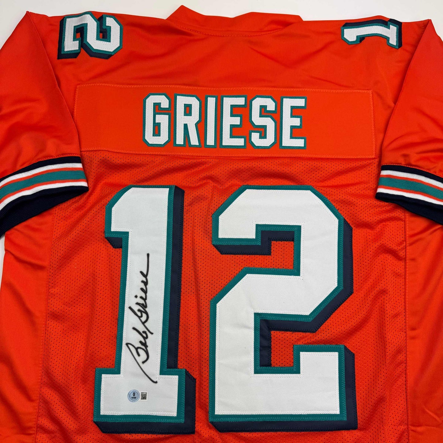 Autographed/Signed Bob Griese Miami Orange Football Jersey JSA COA