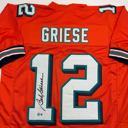 Autographed/Signed Bob Griese Miami Orange Football Jersey JSA COA