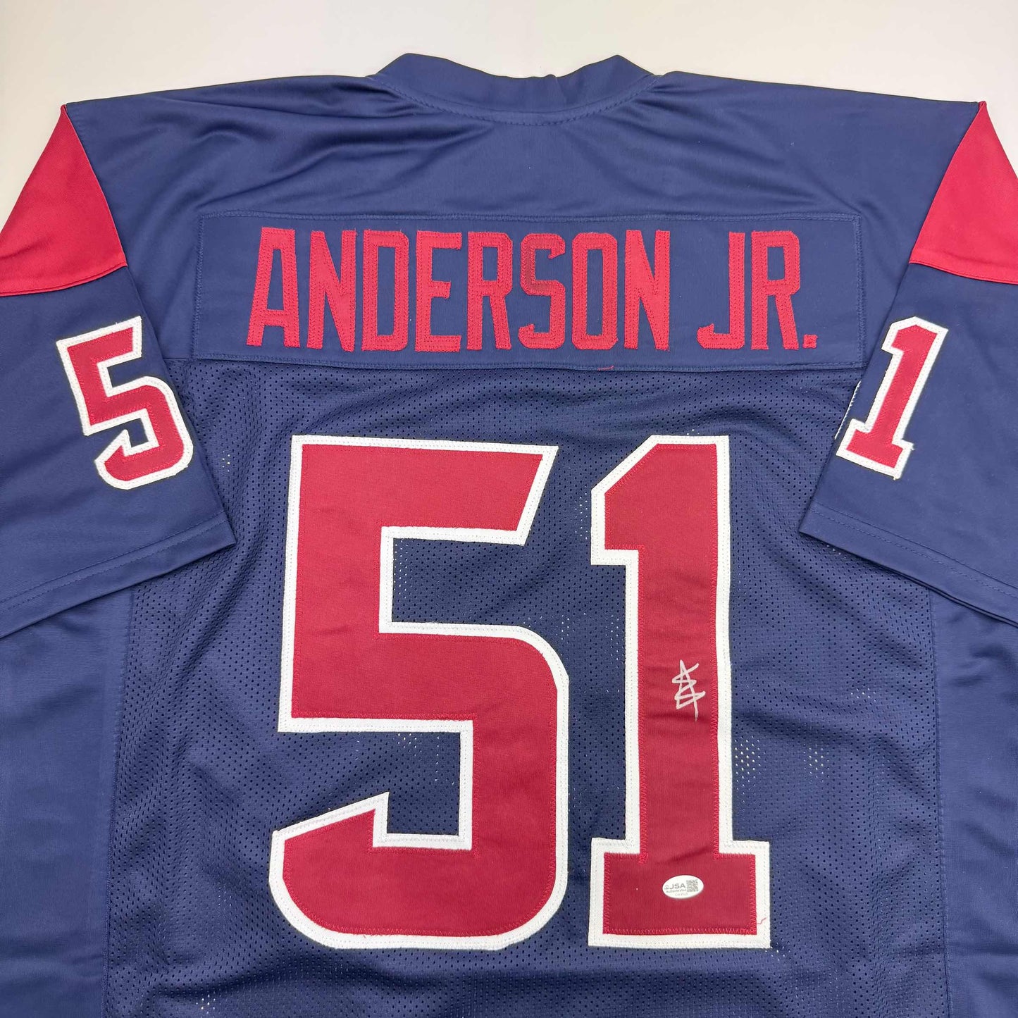 Autographed/Signed Will Anderson Jr. Houston Blue Alternate Football Jersey JSA COA